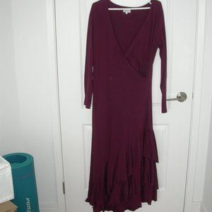 Burgundy Maxi Dress with Ruffle Skirt